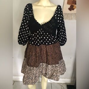 ASOS Black and Brown Patterned Blouse Size 8